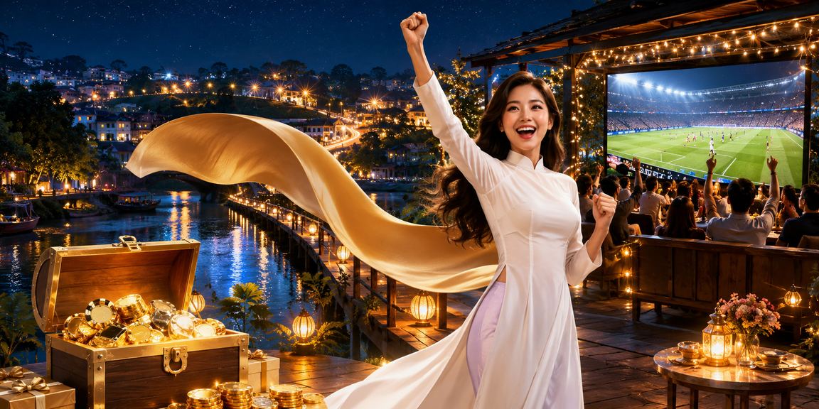 Người phụ nữ mặc áo dài chơi casino trực tuyến trong không gian xanh mát của Đà Lạt