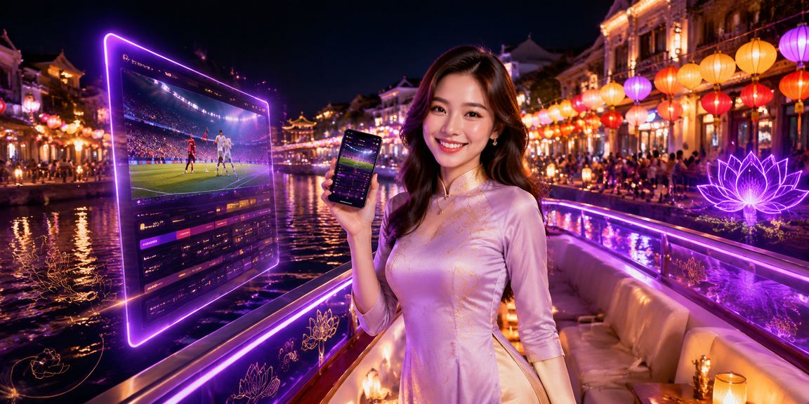 Người chơi sử dụng điện thoại tham gia casino trực tuyến dưới ánh đèn lồng Hà Nội
